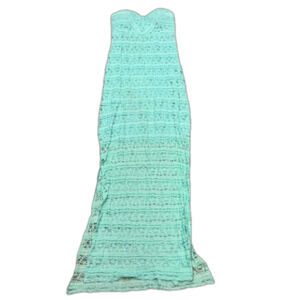 Vanity Mermaid BodyCon Maxi Strapless Lace Aqua Dress
